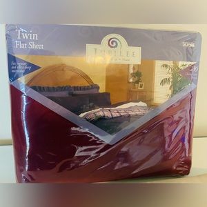 Vintage Jubilee NOS Twin Flat Sheet Made in USA Wine Percale 180 Thread Count